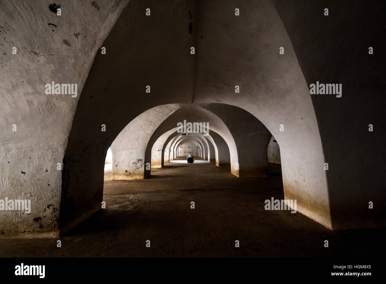 Interior of Colonel Bailey Dungeon, the historical arched fortress of ...