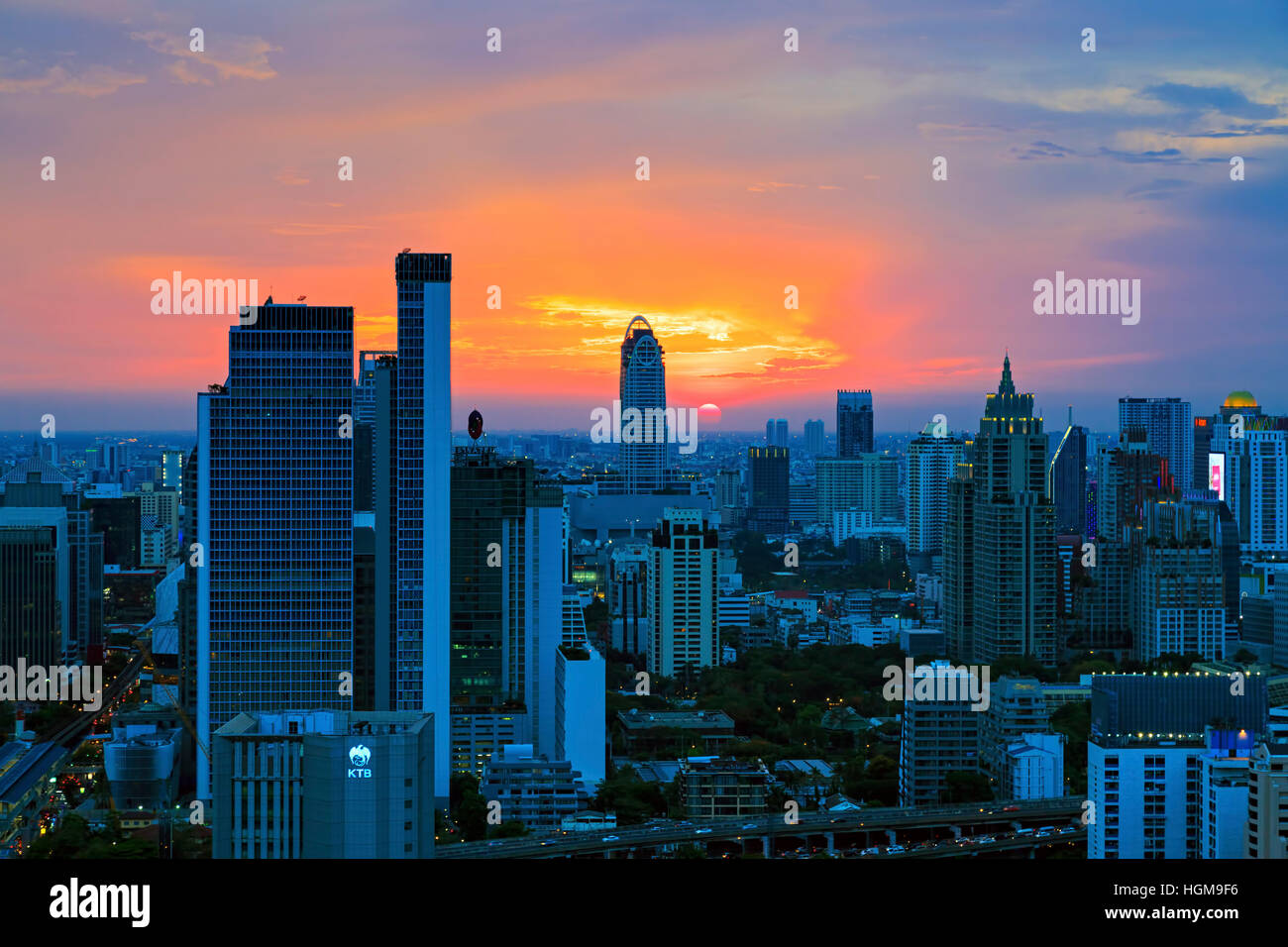 Sunset over Bangkok skyline, Thailand Stock Photo - Alamy