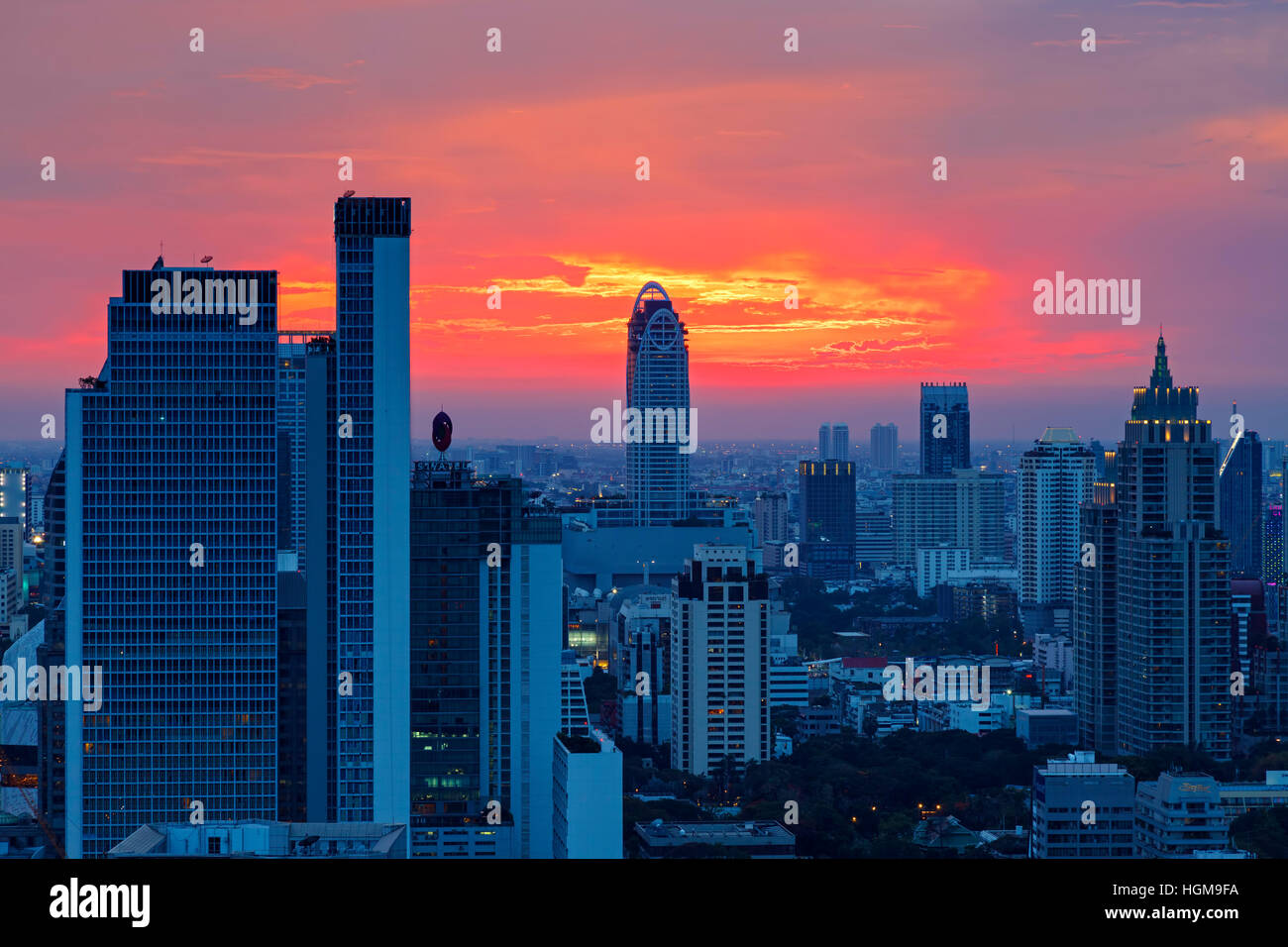 Sunset over Bangkok skyline, Thailand Stock Photo - Alamy