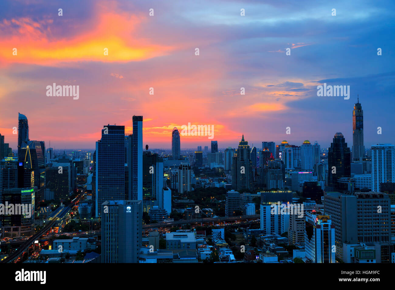 Sunset over Bangkok skyline, Thailand Stock Photo - Alamy