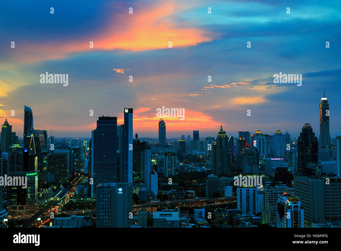 Sunset over Bangkok skyline, Thailand Stock Photo - Alamy