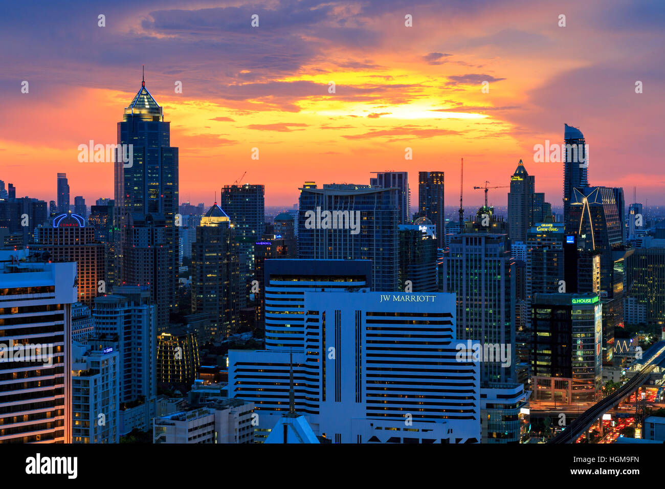 Sunset over Bangkok skyline, Thailand Stock Photo - Alamy