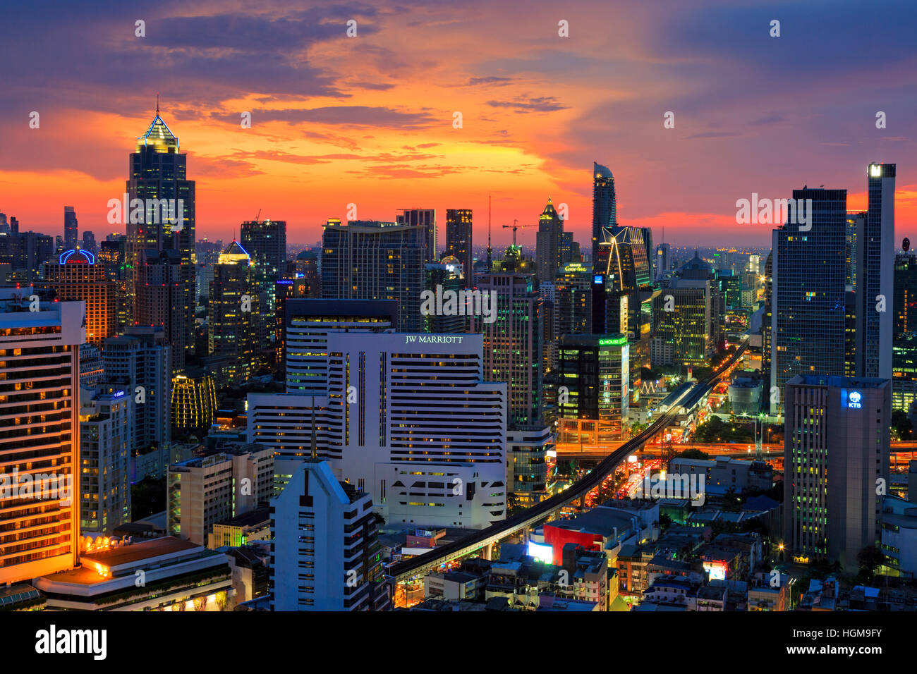 Sunset over Bangkok skyline, Thailand Stock Photo - Alamy