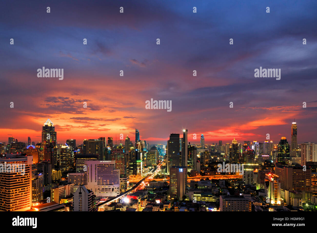 Sunset over Bangkok skyline, Thailand Stock Photo - Alamy