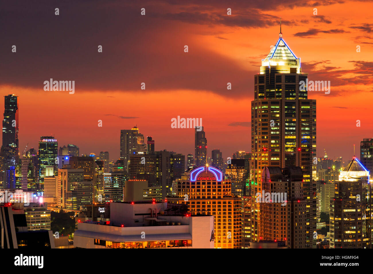 Sunset over Bangkok skyline, Thailand Stock Photo - Alamy
