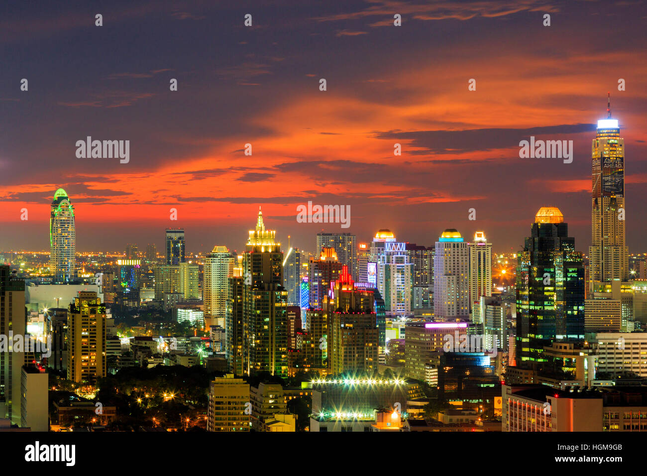Sunset over Bangkok skyline, Thailand Stock Photo - Alamy