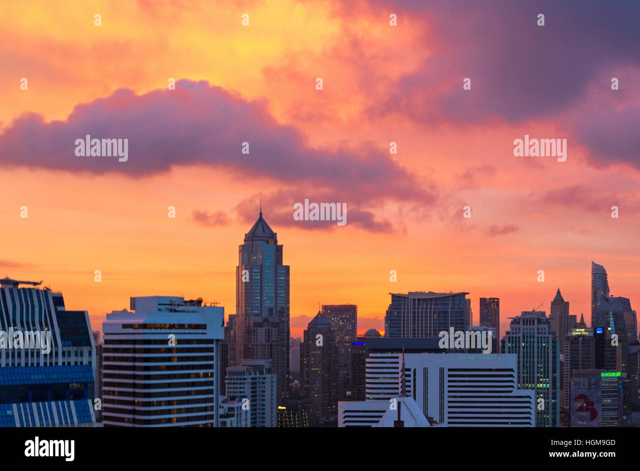 Sunset over Bangkok skyline, Thailand Stock Photo - Alamy
