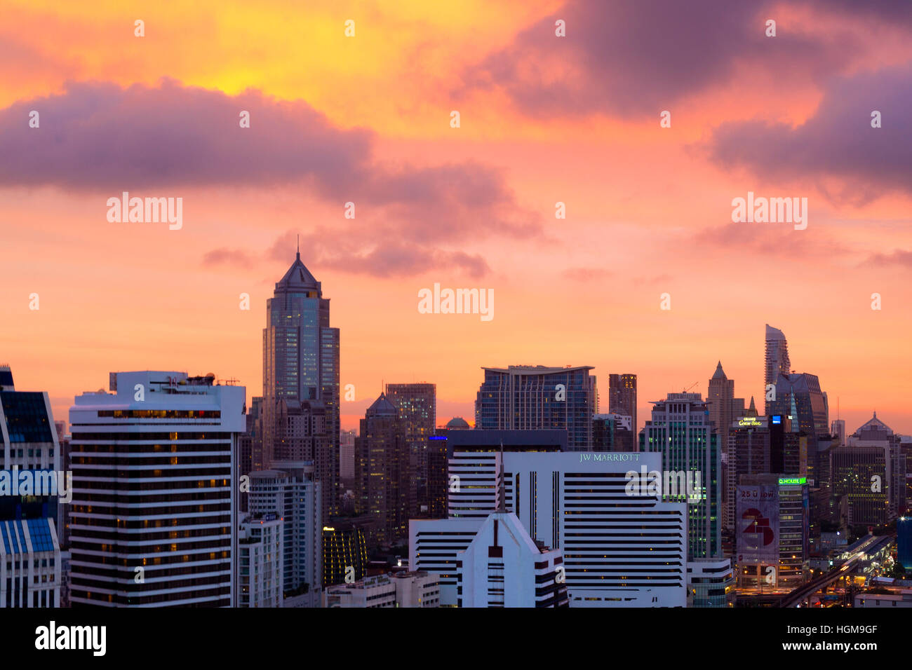 Sunset over Bangkok skyline, Thailand Stock Photo - Alamy