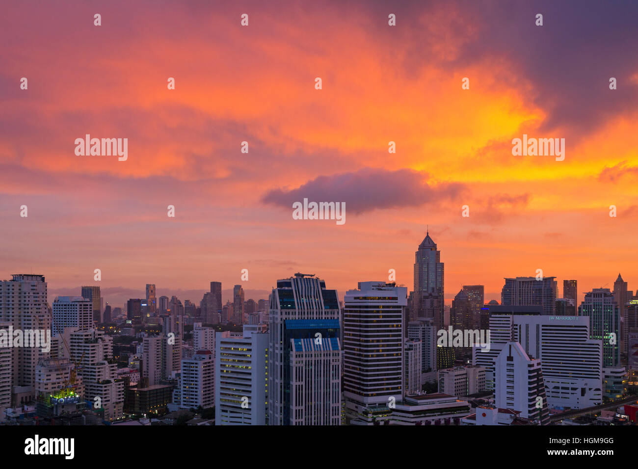 Sunset over Bangkok skyline, Thailand Stock Photo - Alamy