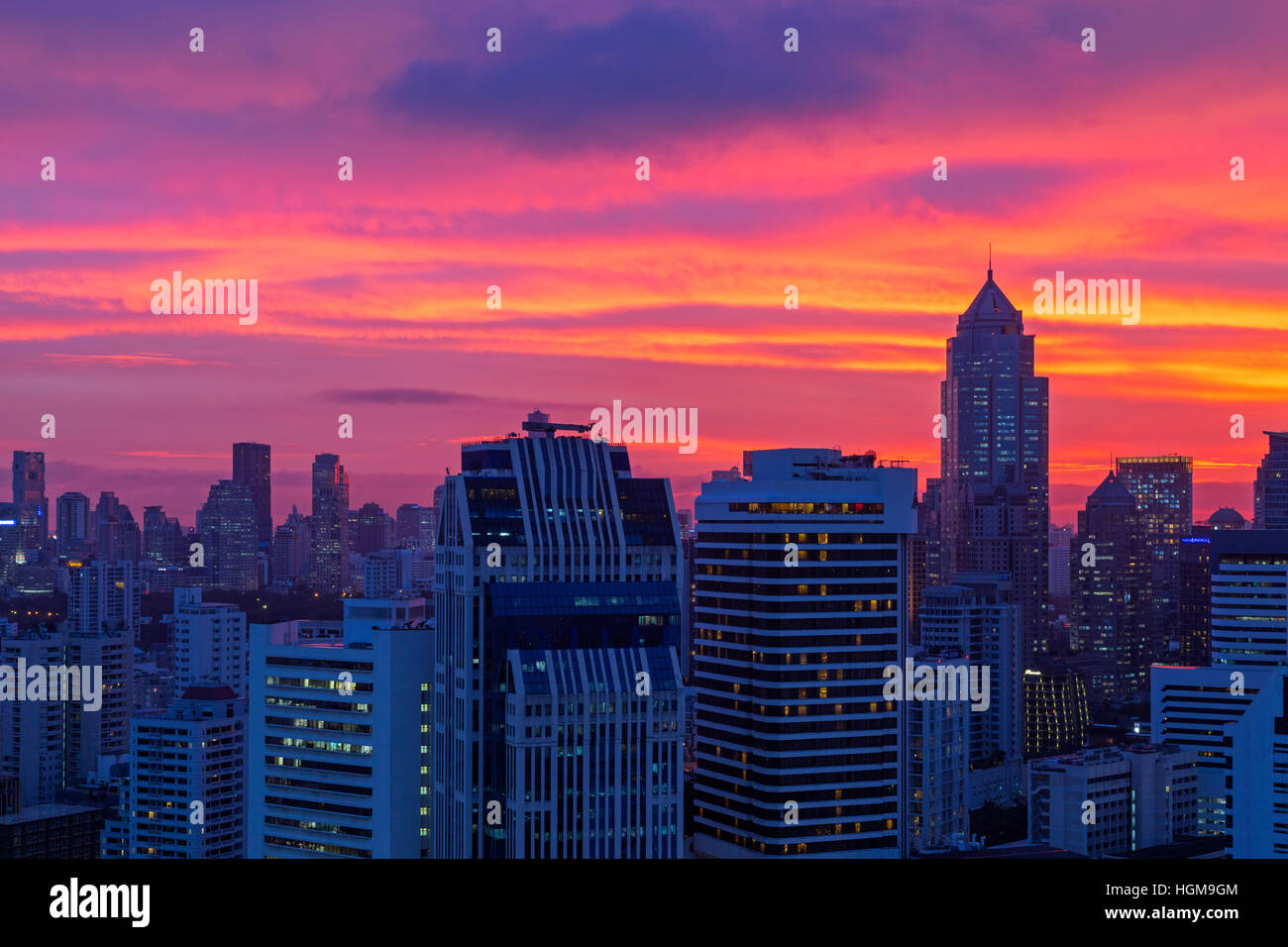 Sunset over Bangkok skyline, Thailand Stock Photo - Alamy