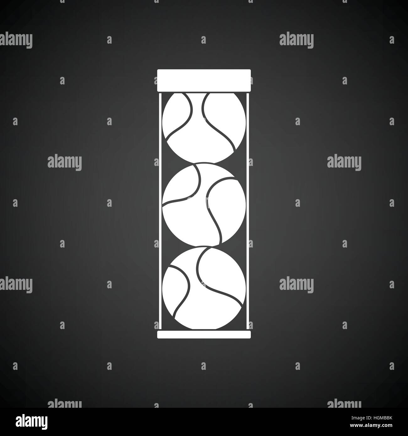 Tennis ball container icon. Black background with white. Vector ...