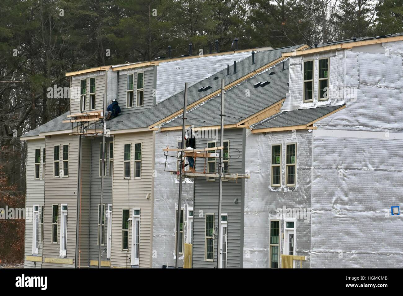Hanover, MD, USA January 10, 2017 Construction workers working on