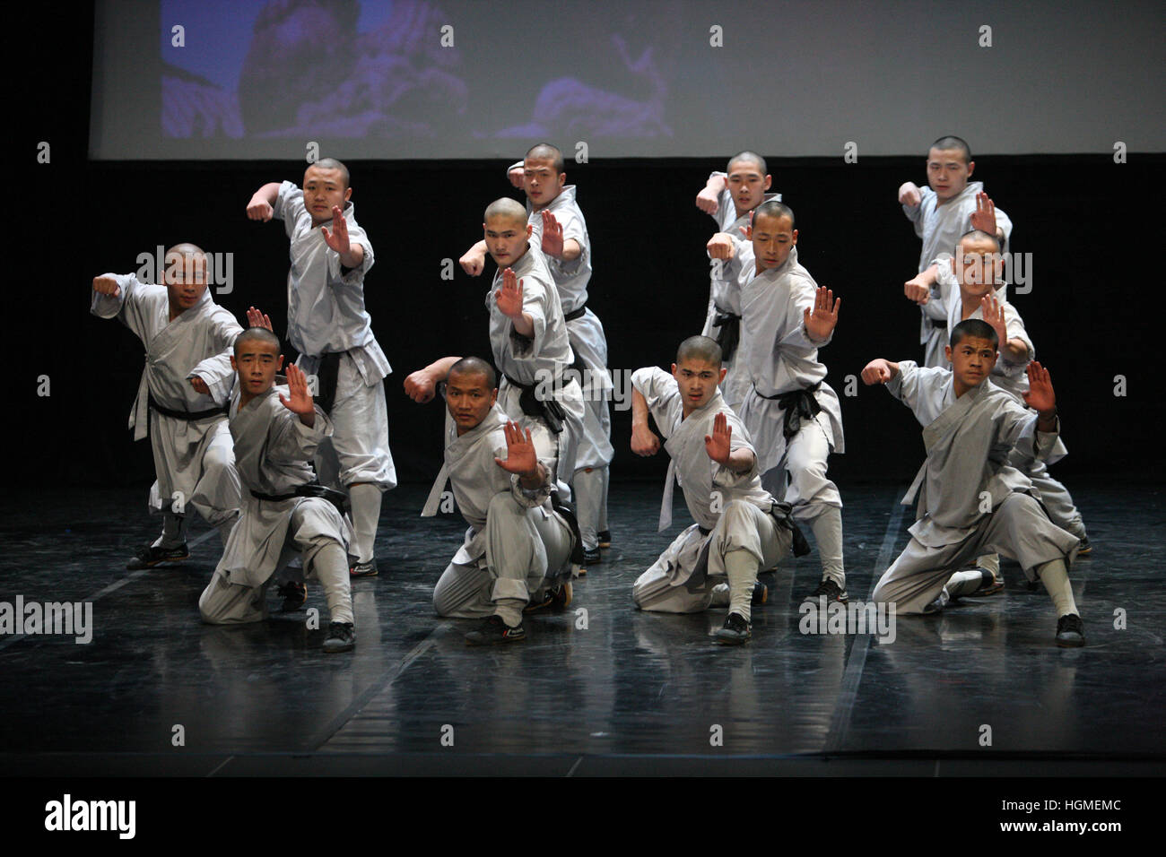 Nicosia, Cyprus. 10th Jan, 2017. Chinese monks perform Chinese Shaolin