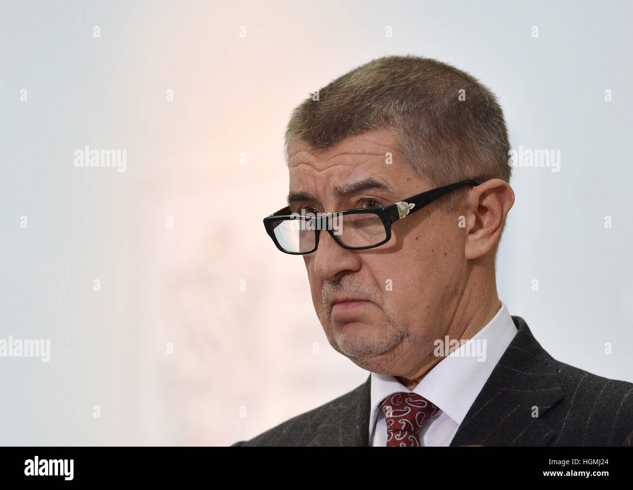 Prague, Czech Republic. 11th Jan, 2017. The Chamber of Deputies, the lower house of Czech parliament, overrode President Milos Zeman's veto today and passed an amendment to the conflict of interest law, dubbed Lex Babis, which would prevent ministers' firms from seeking public contracts, subsidies and incentives. Finance Minister Andrej Babis (pictured) announced that he plans to get rid of the Agrofert shares by the end of January, without elaborating in Prague, Czech Republic, January 11, 2017. © Katerina Sulova/CTK Photo/Alamy Live News Stock Photo