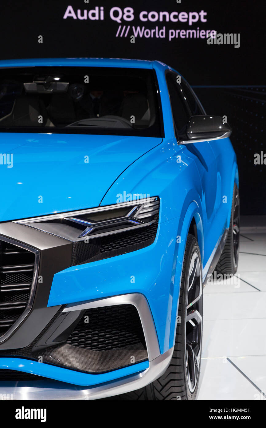 Detroit, Michigan USA - 10 January 2017 - The Audi Q8 concept vehicle on display at the North American International Auto Show. Credit: Jim West/Alamy Live News Stock Photo