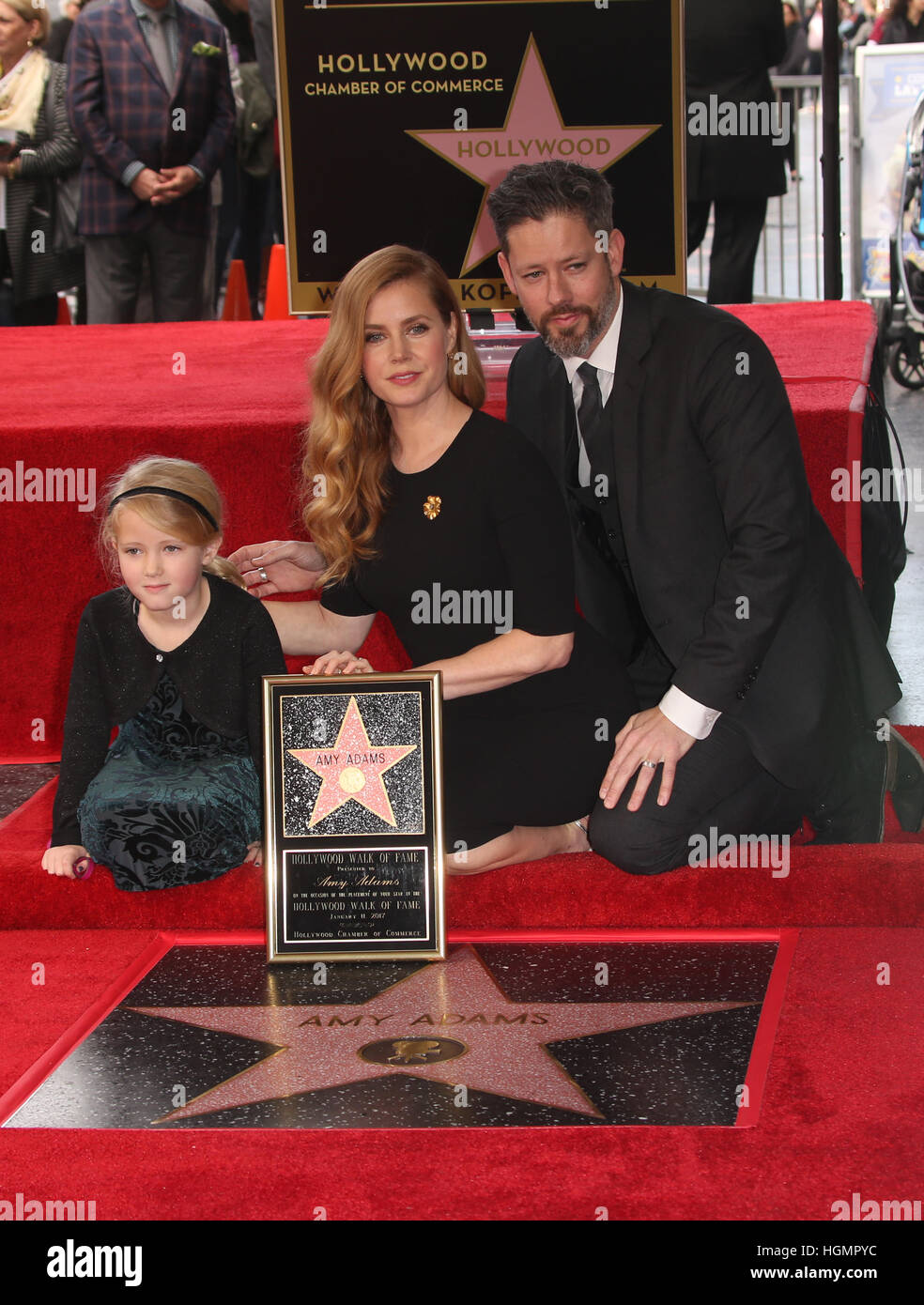 Hollywood, USA. 11th Jan, 2017. Actress Amy Adams with daughter Aviana Olea Le Gallo and husband Darren Le Gallo honored on the Hollywood Walk of Fame.  in Hollywood, California. © Faye Sadou/Media Punch/Alamy Live News Stock Photo