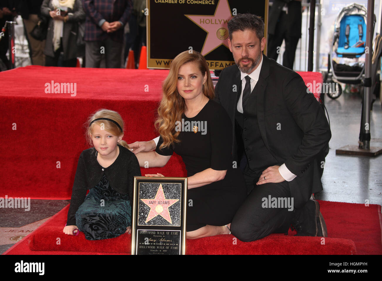 Hollywood, USA. 11th Jan, 2017. Actress Amy Adams with daughter Aviana Olea Le Gallo and husband Darren Le Gallo honored on the Hollywood Walk of Fame.  in Hollywood, California. © Faye Sadou/Media Punch/Alamy Live News Stock Photo