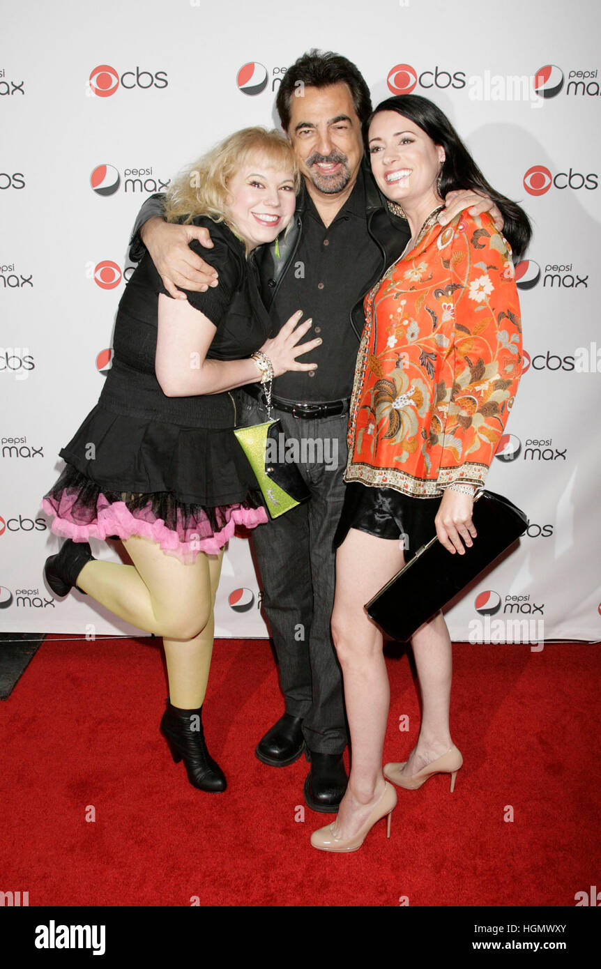 Kirsten Vangsness, left, Joe Mantegna, center, and Paget Brewster arrives at the CBS Premiere Party in Los Angeles, California, on September 16, 2009. Photo by Francis Specker Stock Photo