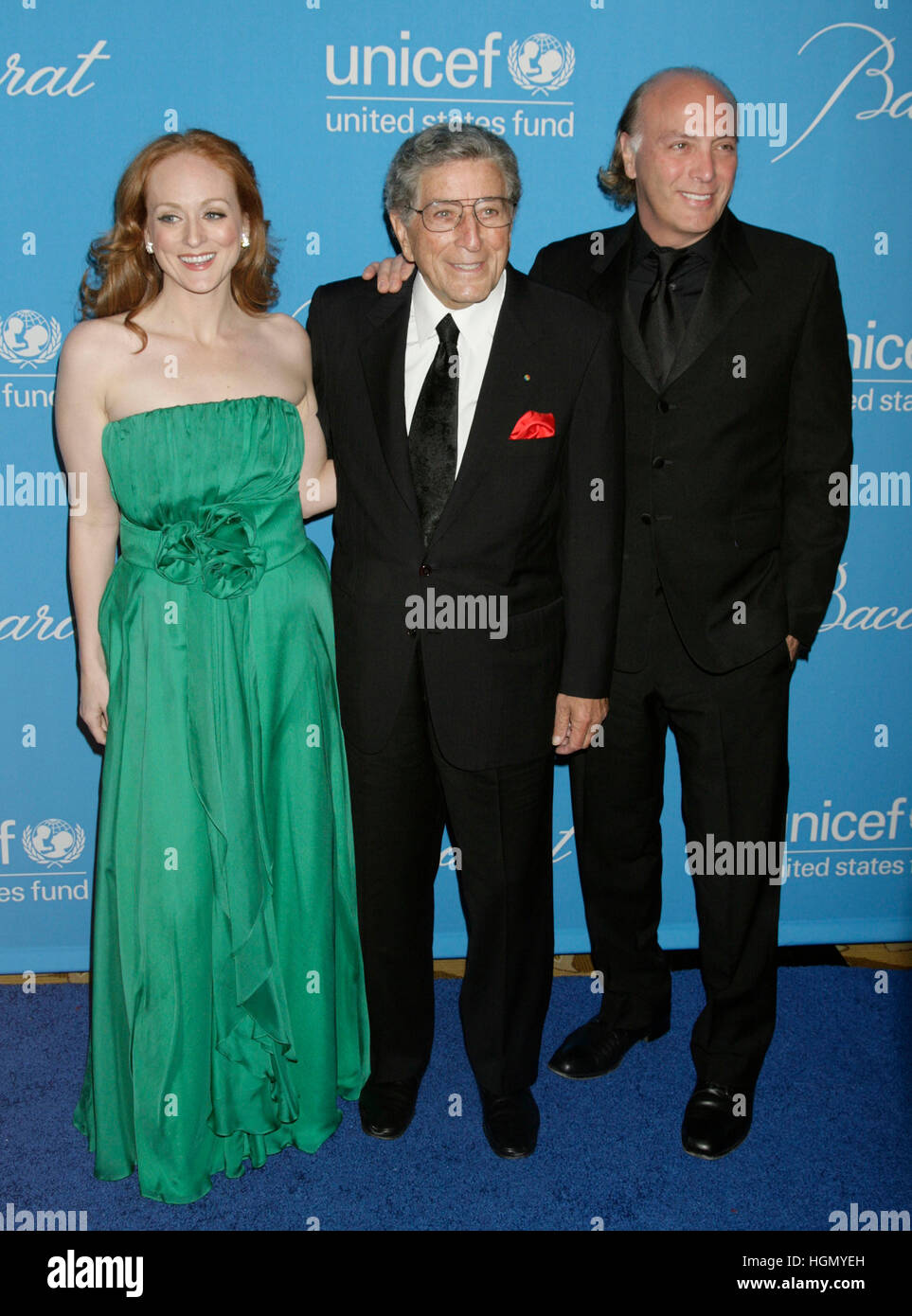 Tony Bennett and his son, Dae Bennett and daughter, Antonia Bennett arrives for the UNICEF Ball in Beverly Hills, California on December 10, 2009. Photo by Francis Specker Stock Photo