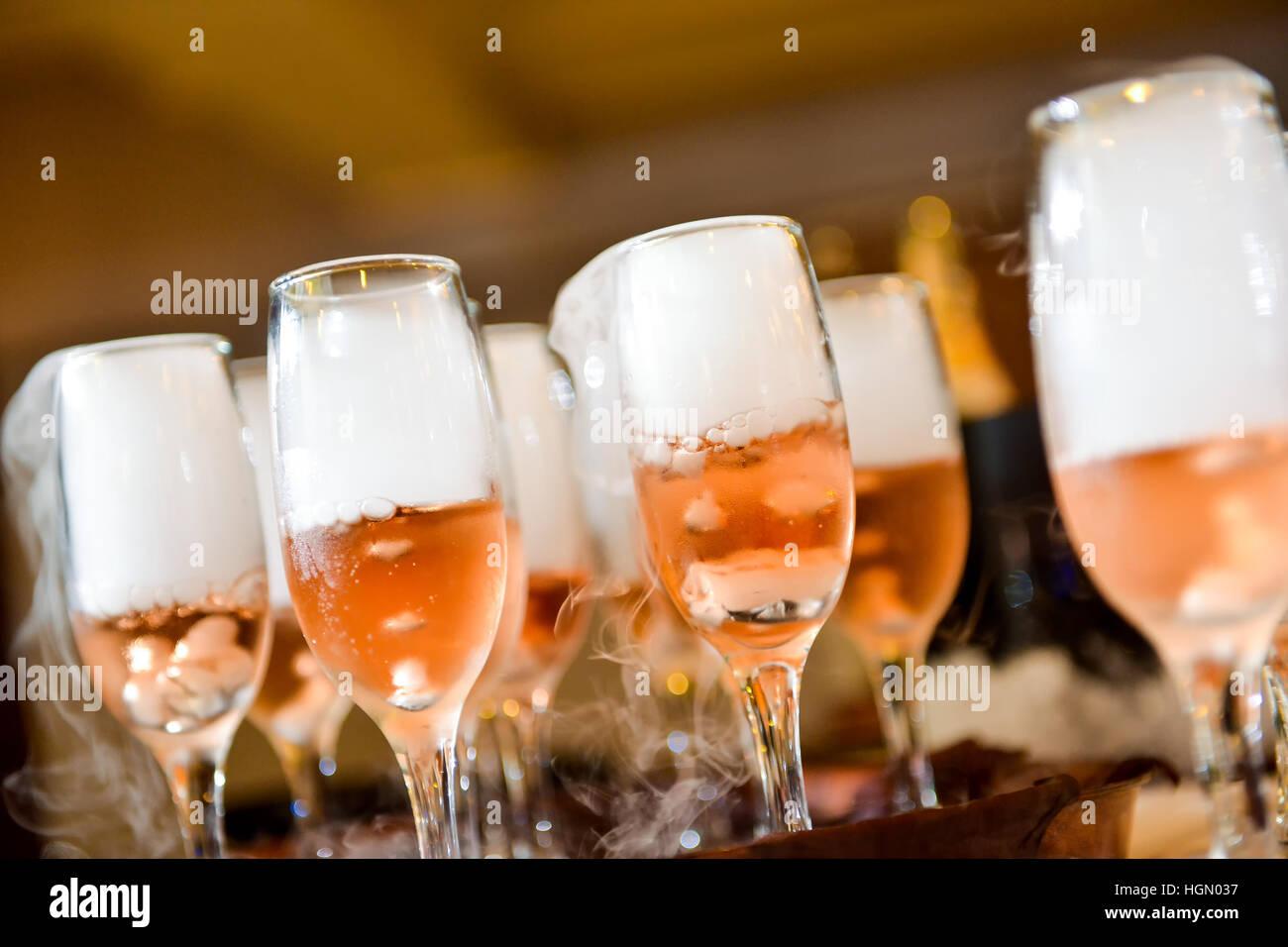 Champagne glasses with side light Stock Photo