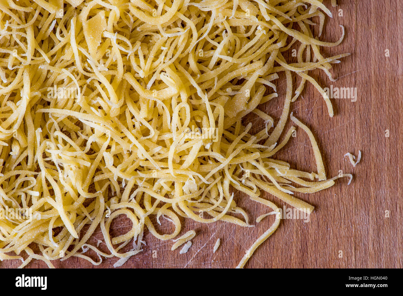 Homemade noodles on the table in natural light Stock Photo