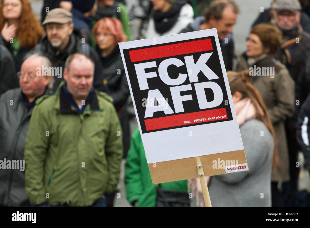 An anti-AfD placard at a demonstration in Germany Stock Photo