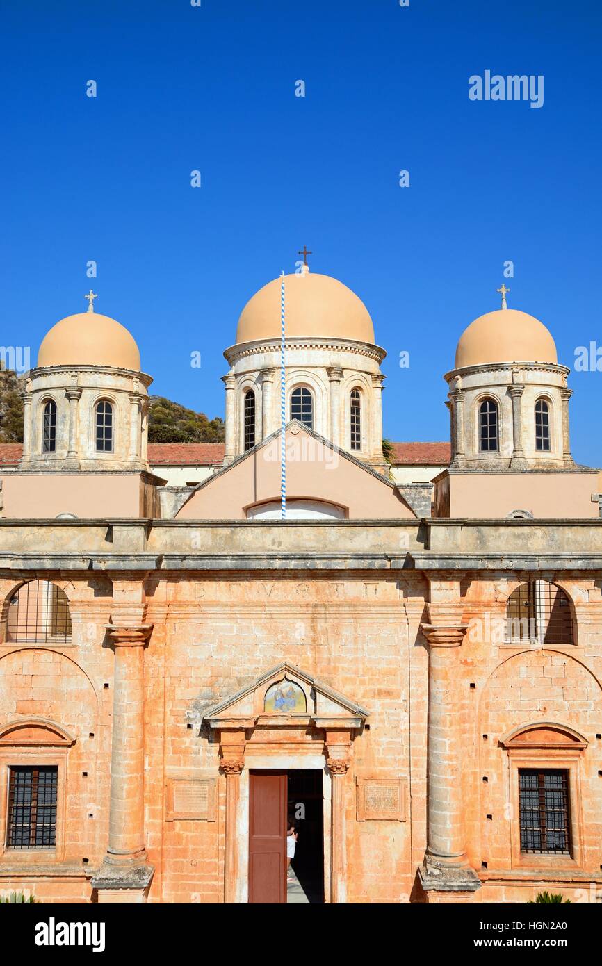 Elevated view of the front of the Agia Triada monastery, Agia Triada