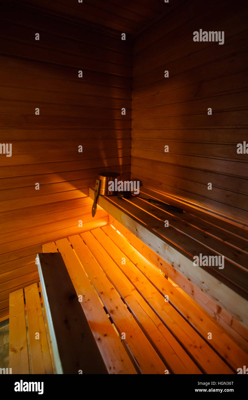 Traditional Finnish wooden sauna Stock Photo