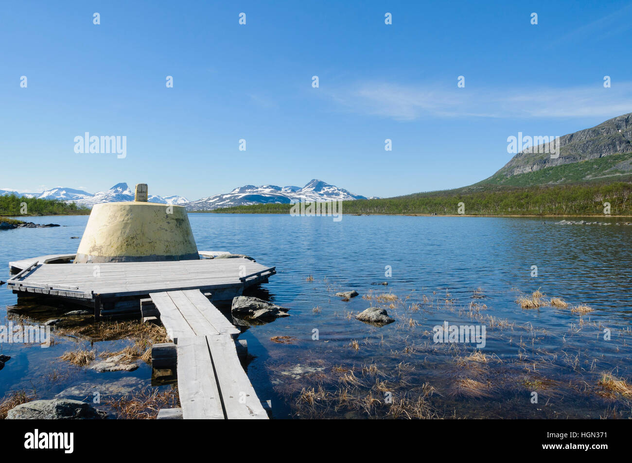 Three-Country Cairn on the border between Sweden, Norway and Finland Stock Photo