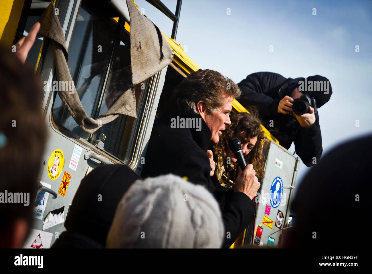 David Hasselhoff visits Berlin in 2013 to protest the demolition of a