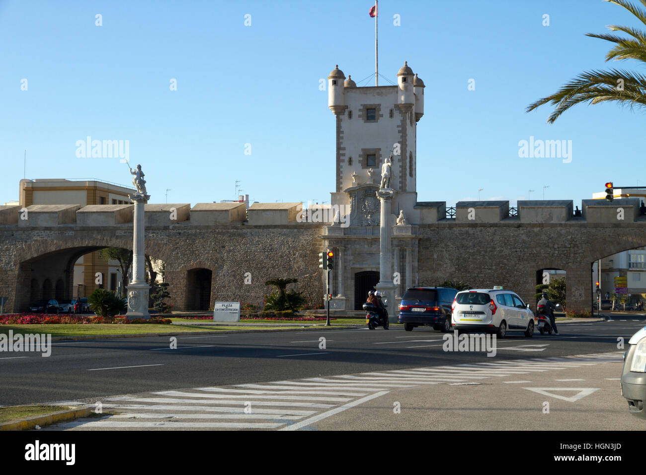 Cadiz Andalusia, south west Spain Puerta de Tierra, main City gate. Stock Photo