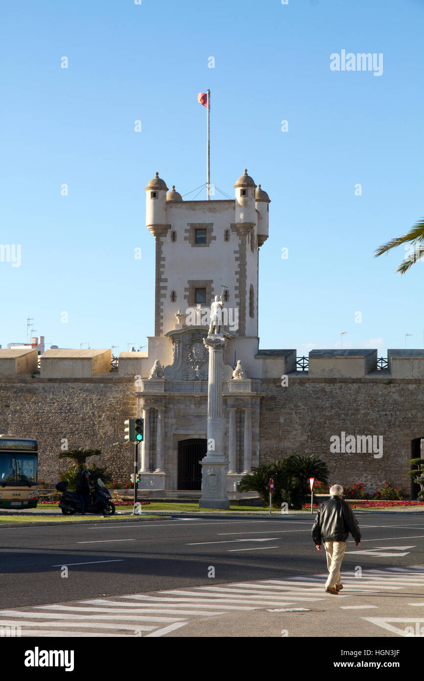 Cadiz Andalusia, south west Spain Puerta de Tierra, main City gate. Stock Photo