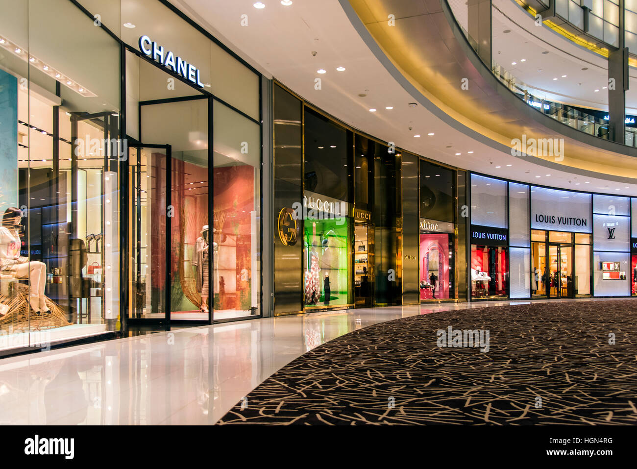Louis Vuitton, Chanel, Gucci, at the Fashion Avenue, with 70 world brand  shops of the Haute Couture, Dubai Mall, Dubai, United Arab Emirates, Middle  E - SuperStock