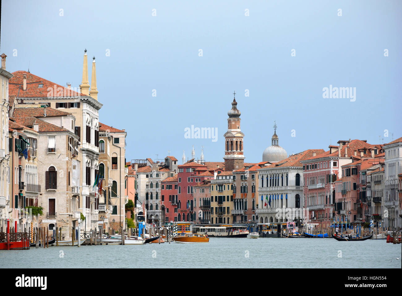 Historical Palaces at the Grand Canal of Venice in Italy. Stock Photo