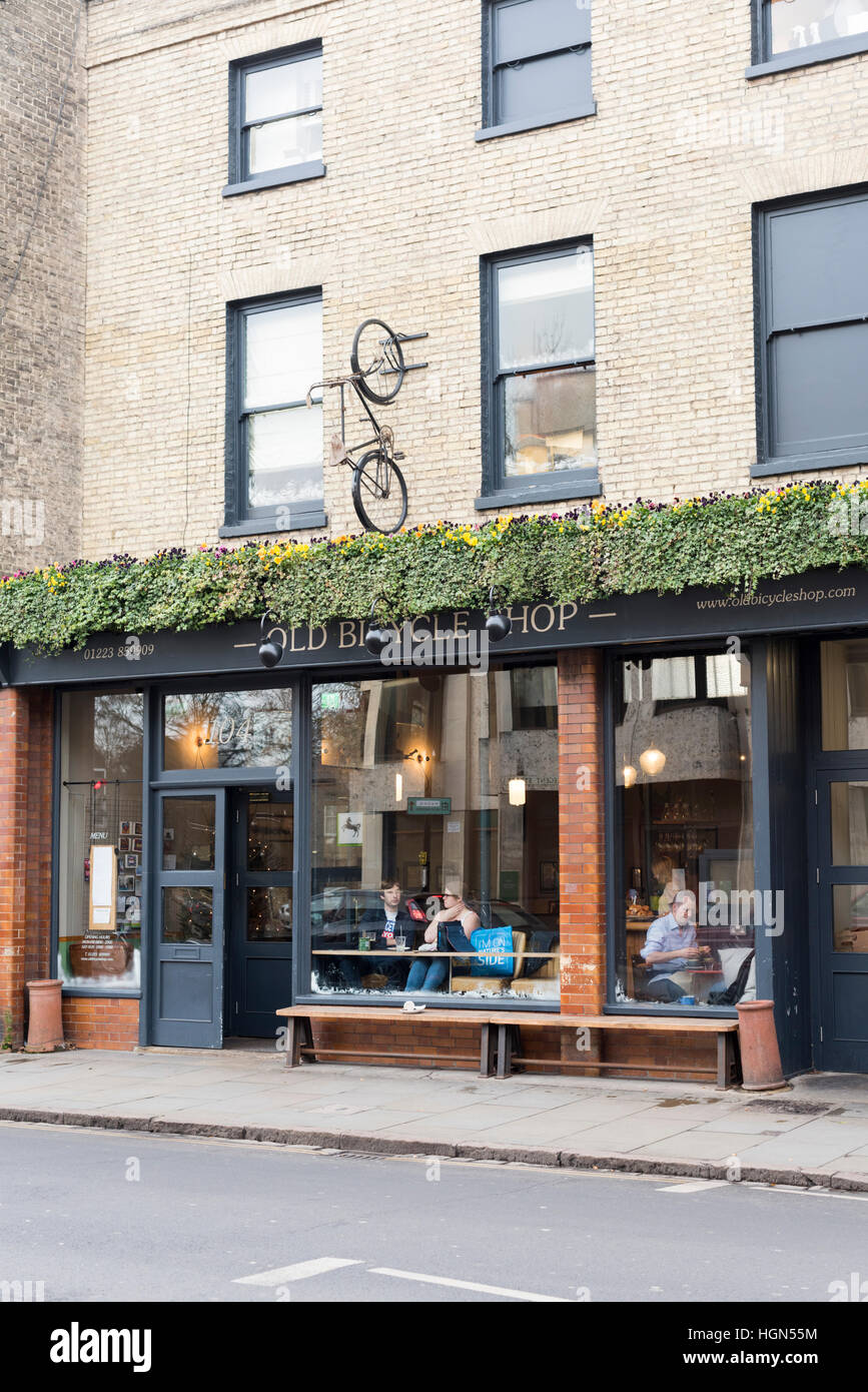 The Old Bicycle Shop restaurant and cafe Regent Street Cambridge UK Stock Photo