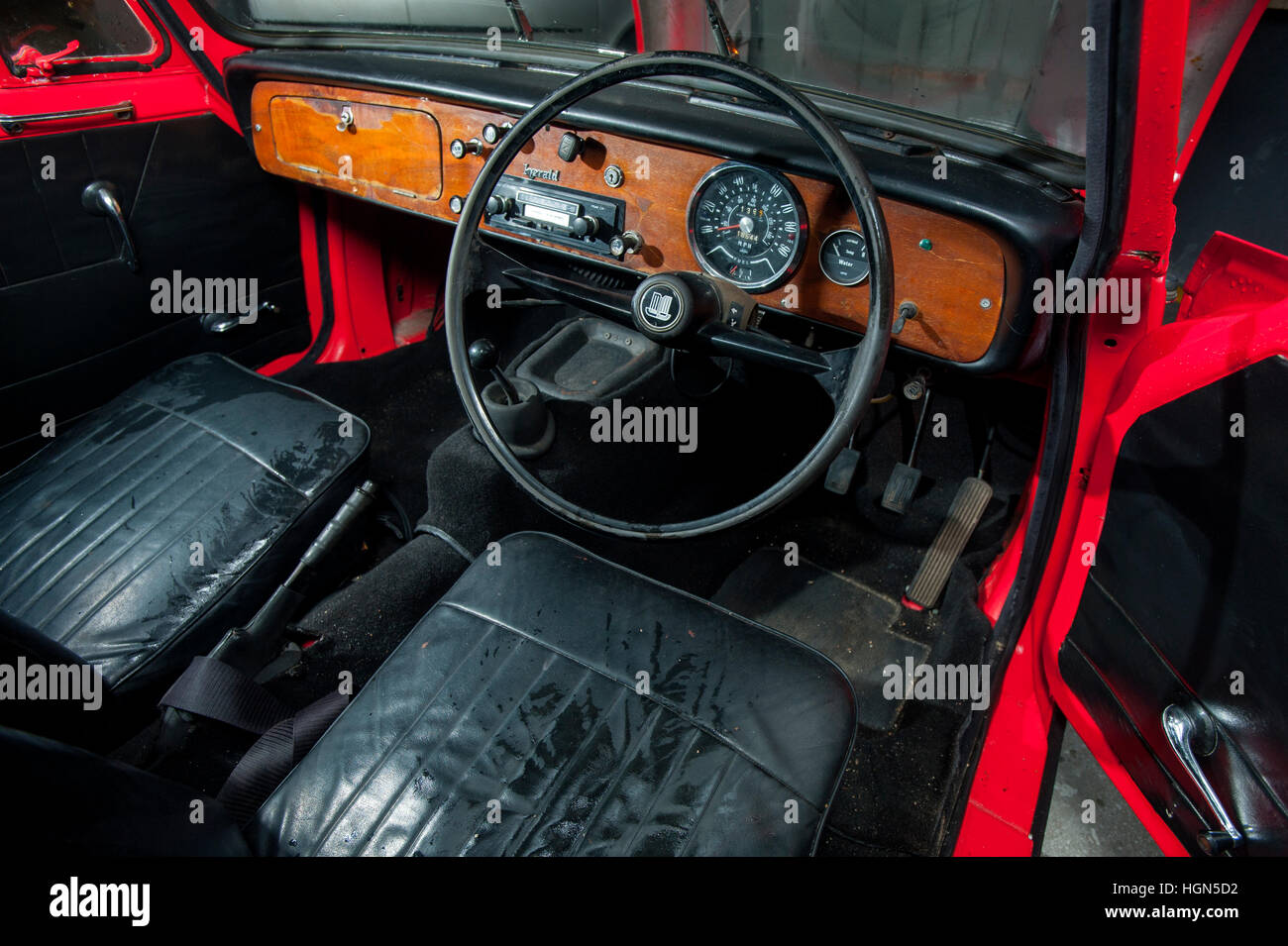 Triumph Herald coupe classic British car interior Stock Photo