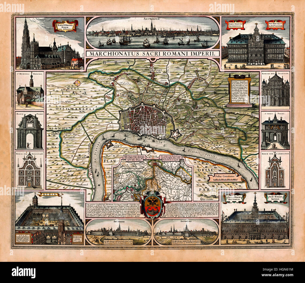 Map Of Antwerp 1624 Stock Photo