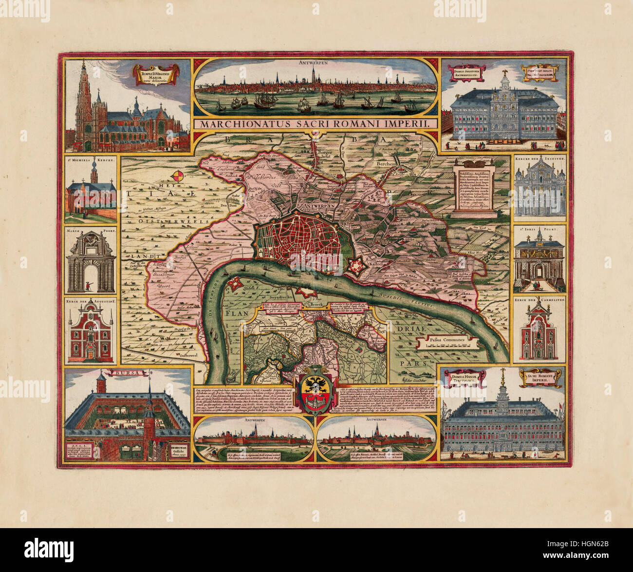 Map Of Antwerp 1675 Stock Photo