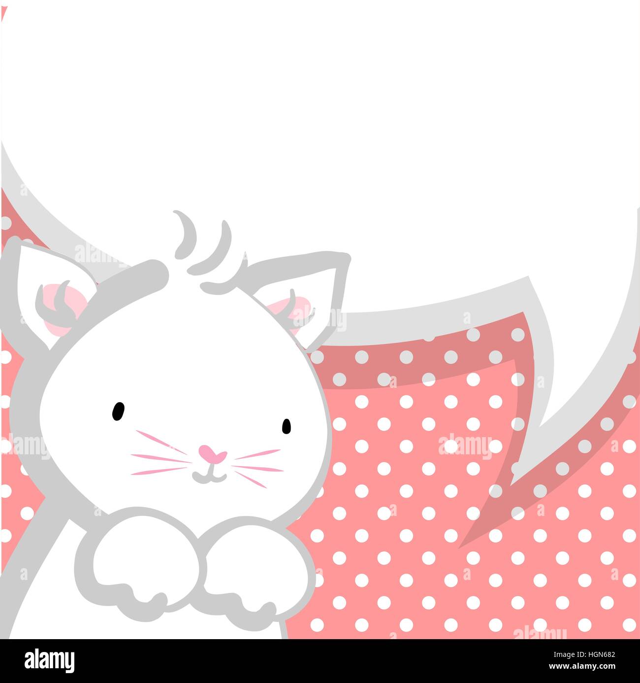 White cute little kitty baby comic bubble Stock Vector