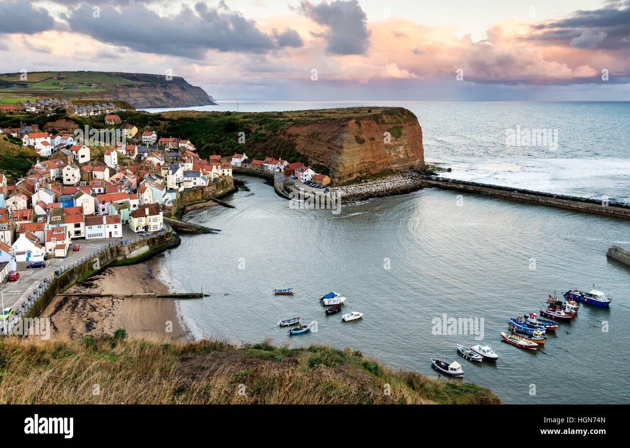 Staithes village from Penny Nab Stock Photo - Alamy
