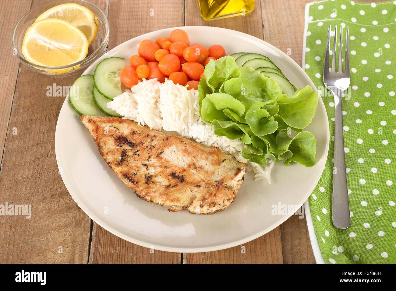 Chicken rice meal Stock Photo - Alamy