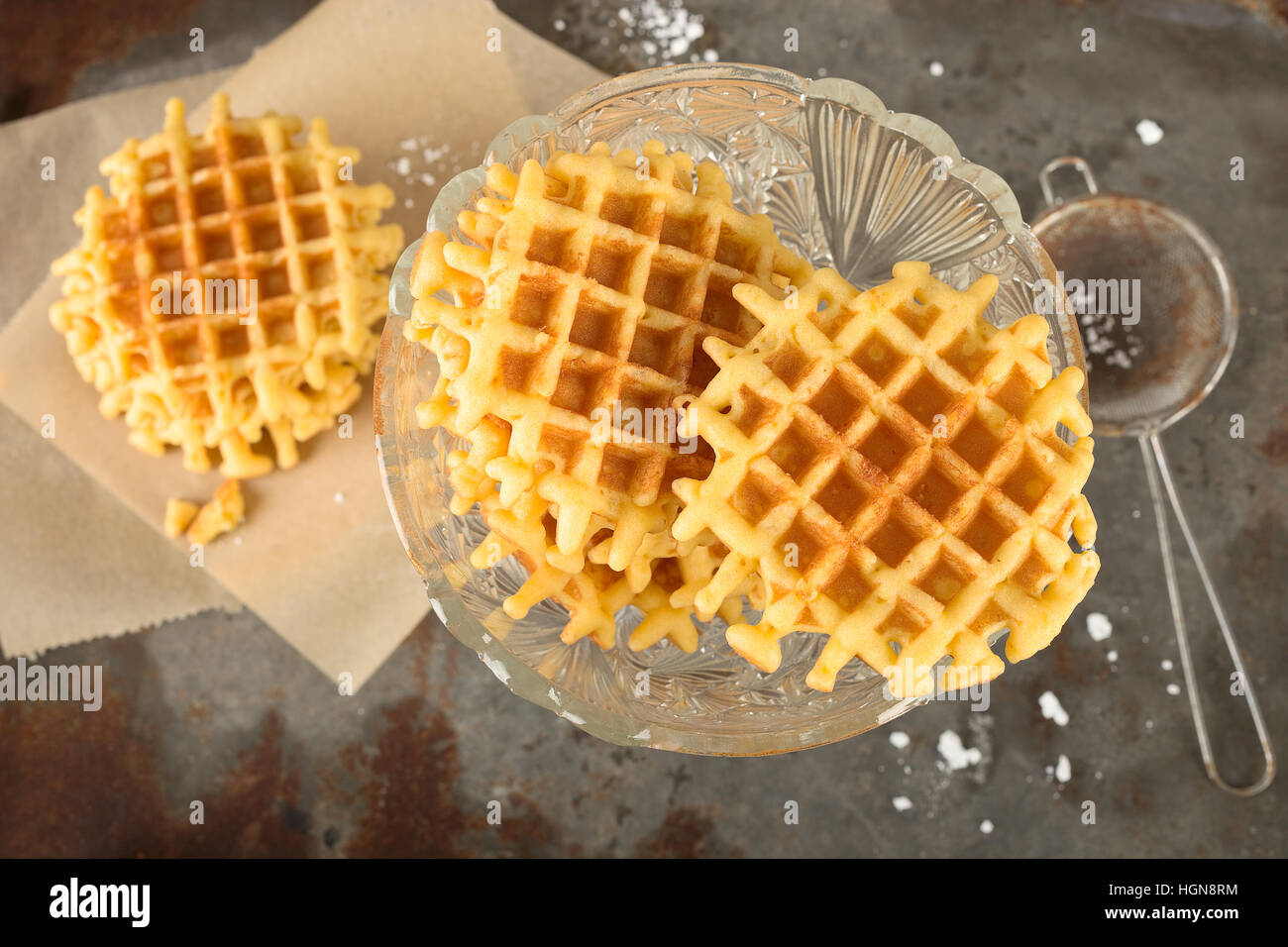 Round Belgian waffle Stock Photo Alamy