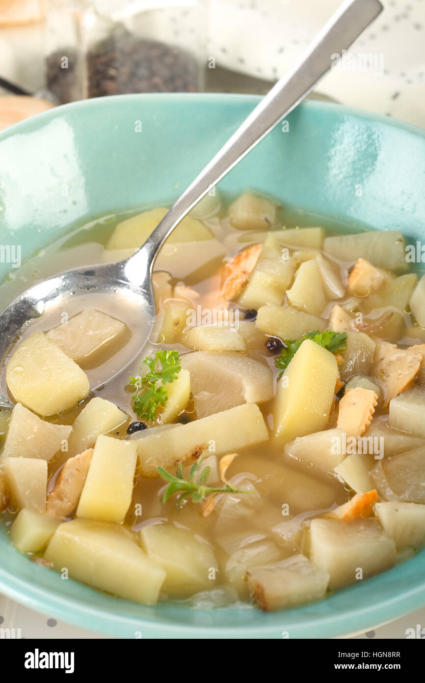 Potato black radish soup Stock Photo Alamy
