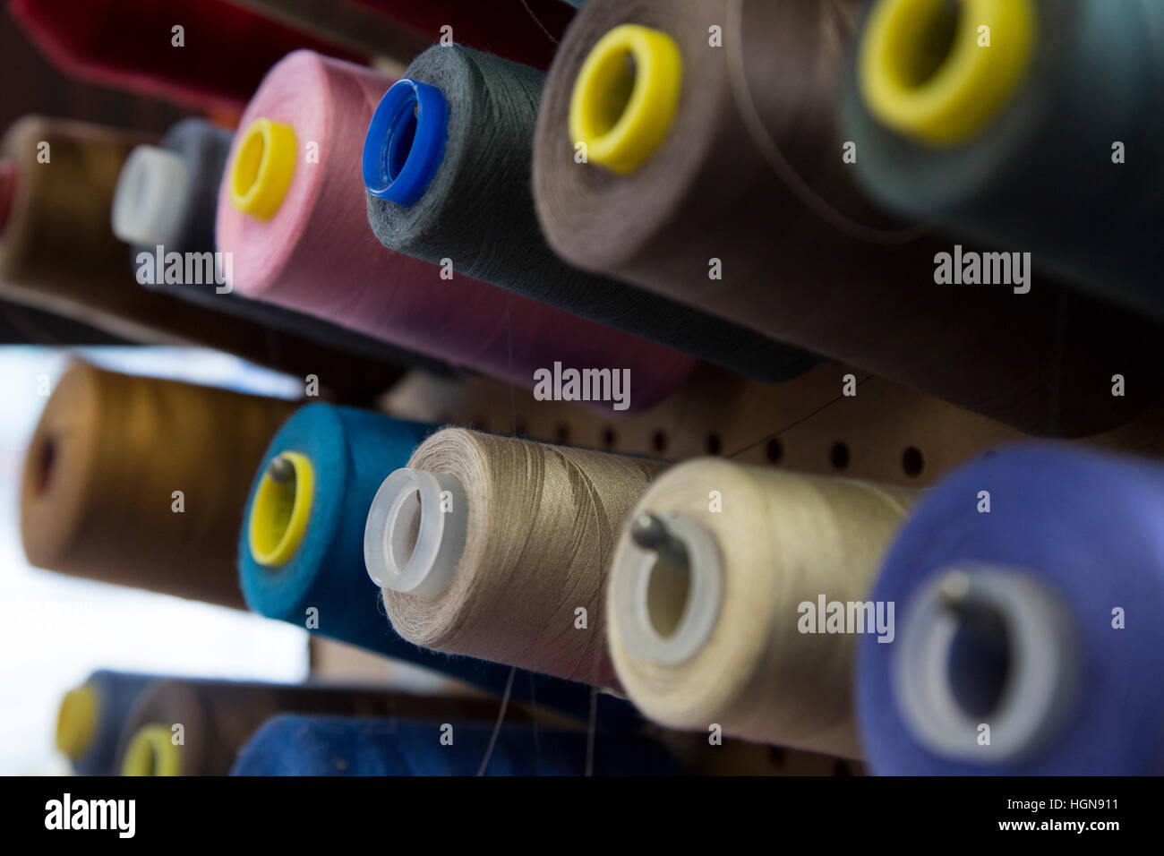 colorful threads rolls Stock Photo