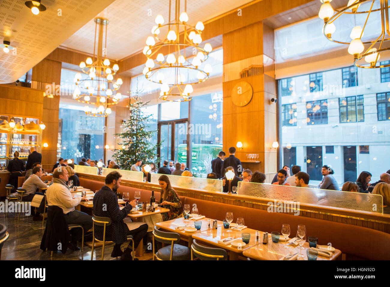 The interior of the restaurant Aquavit in central London. One of the many fine restaurants that are in the city of London Stock Photo