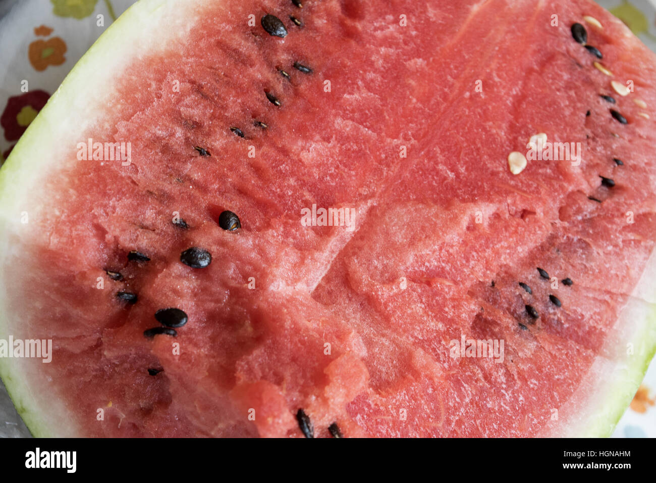 big and fresh watermelon cut half Stock Photo