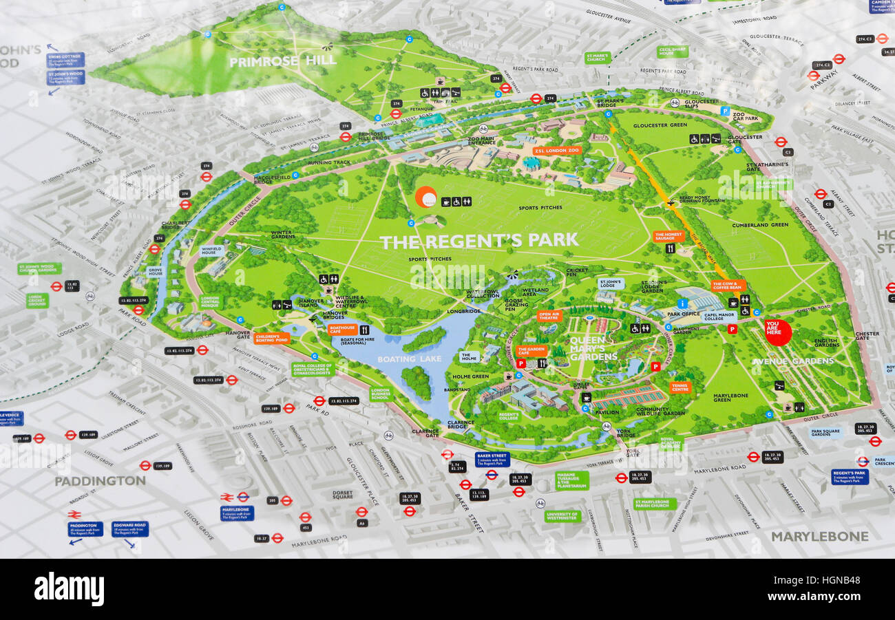 map of regents park Park Map Regents Park London High Resolution Stock Photography And