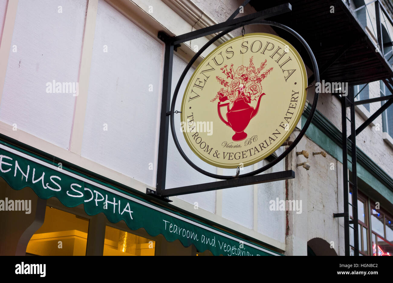Outdoor Sign For Venus Sophia Tea Room In Victoria British