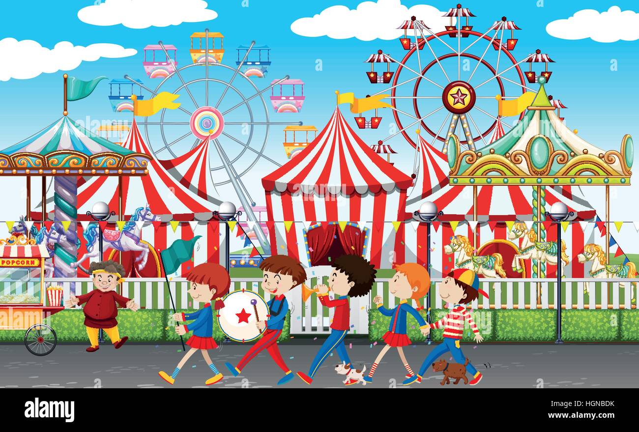 Many children at the carnival illustration Stock Vector Image & Art - Alamy