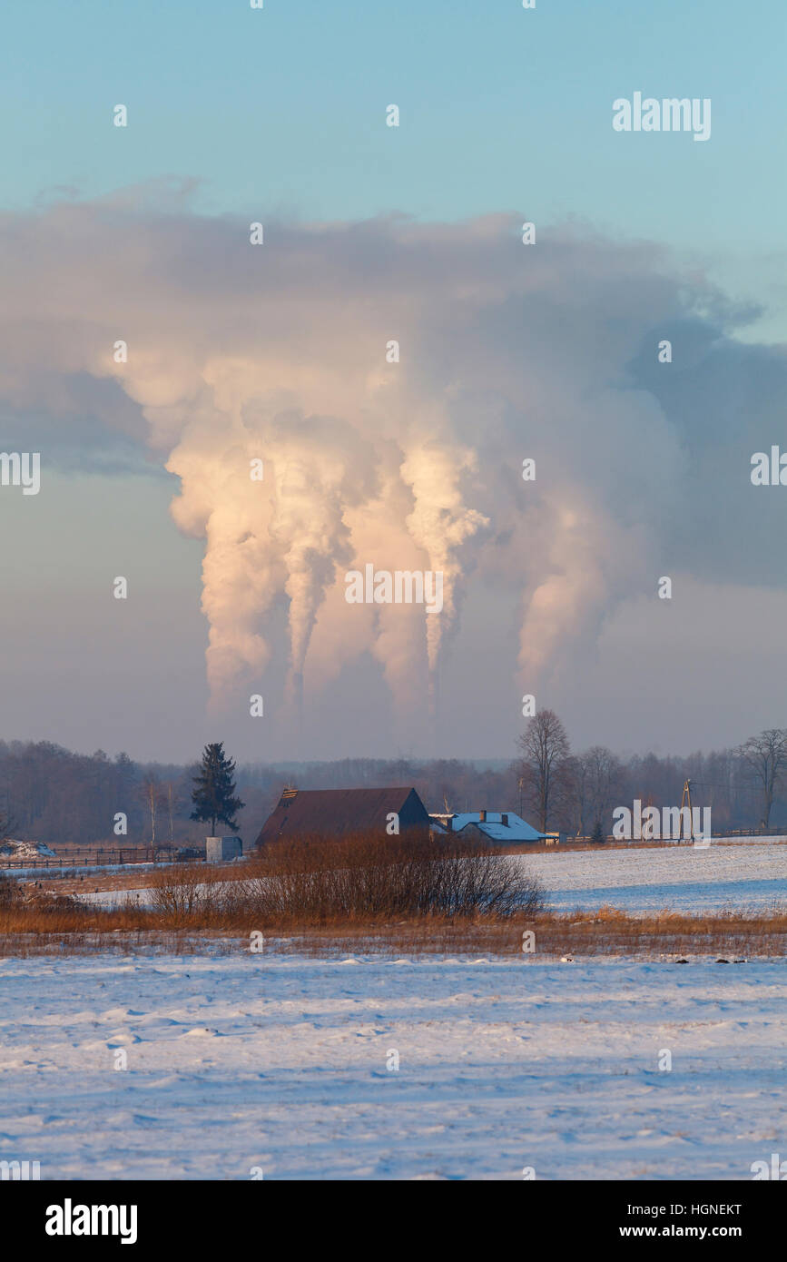 Carbon dioxide emission into atmosphere Stock Photo